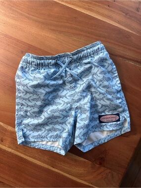 Vineyard Vines Kids 4T Sky Blue Shark Swim Trunks